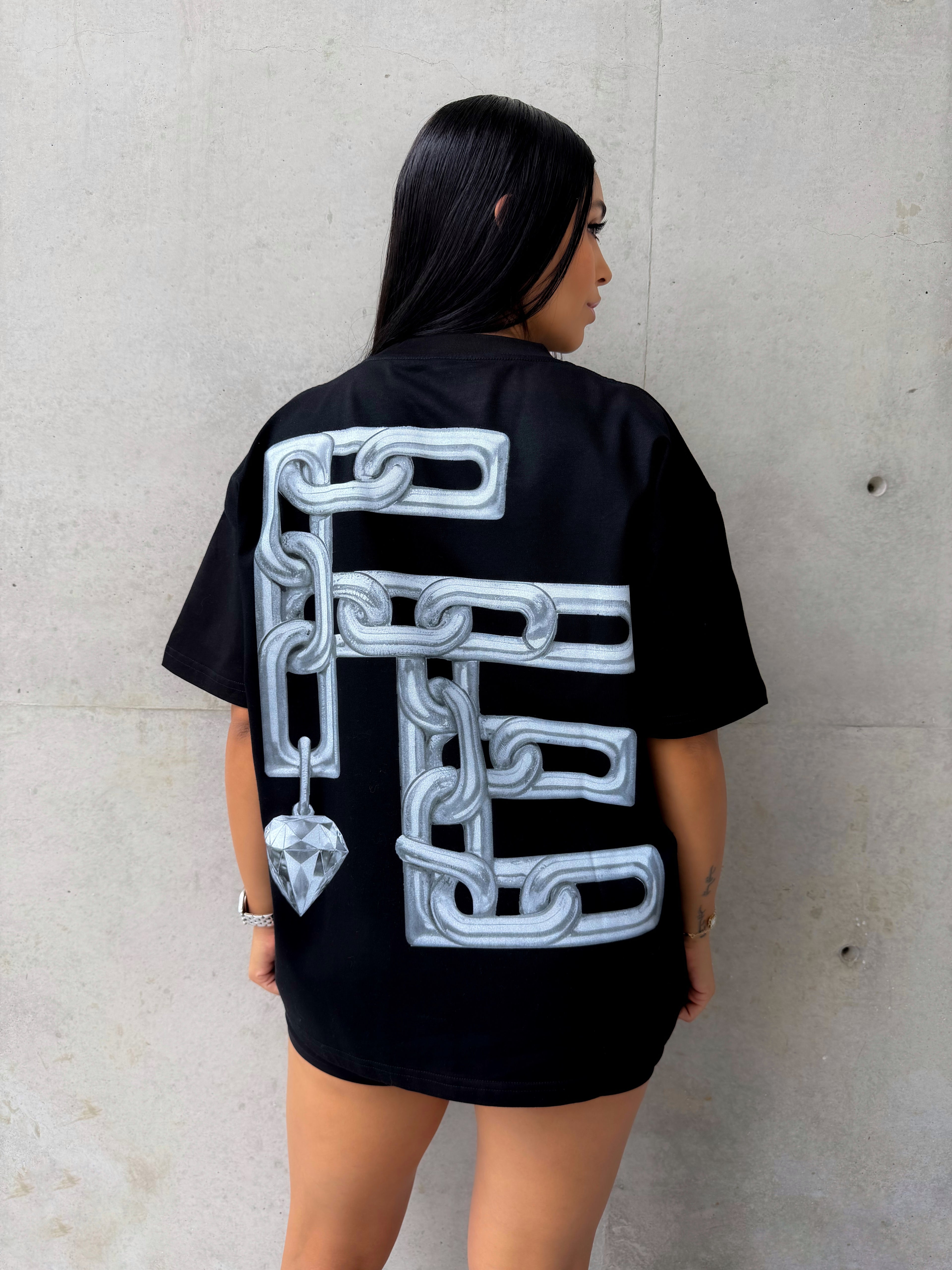 Playera Chains FE Negra 305g