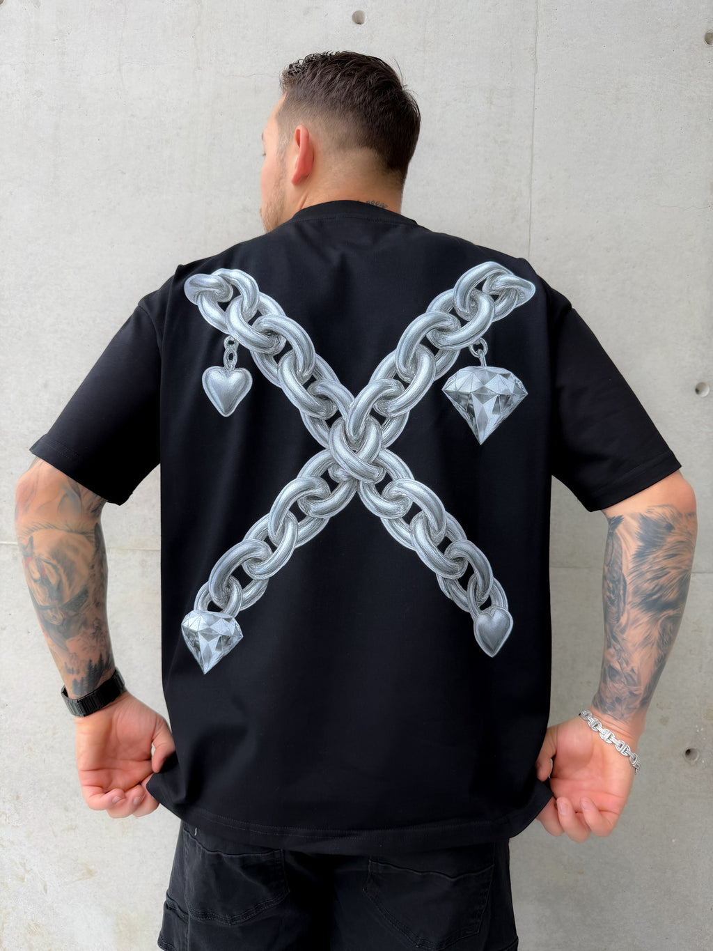 Playera Chains X Negra 305g