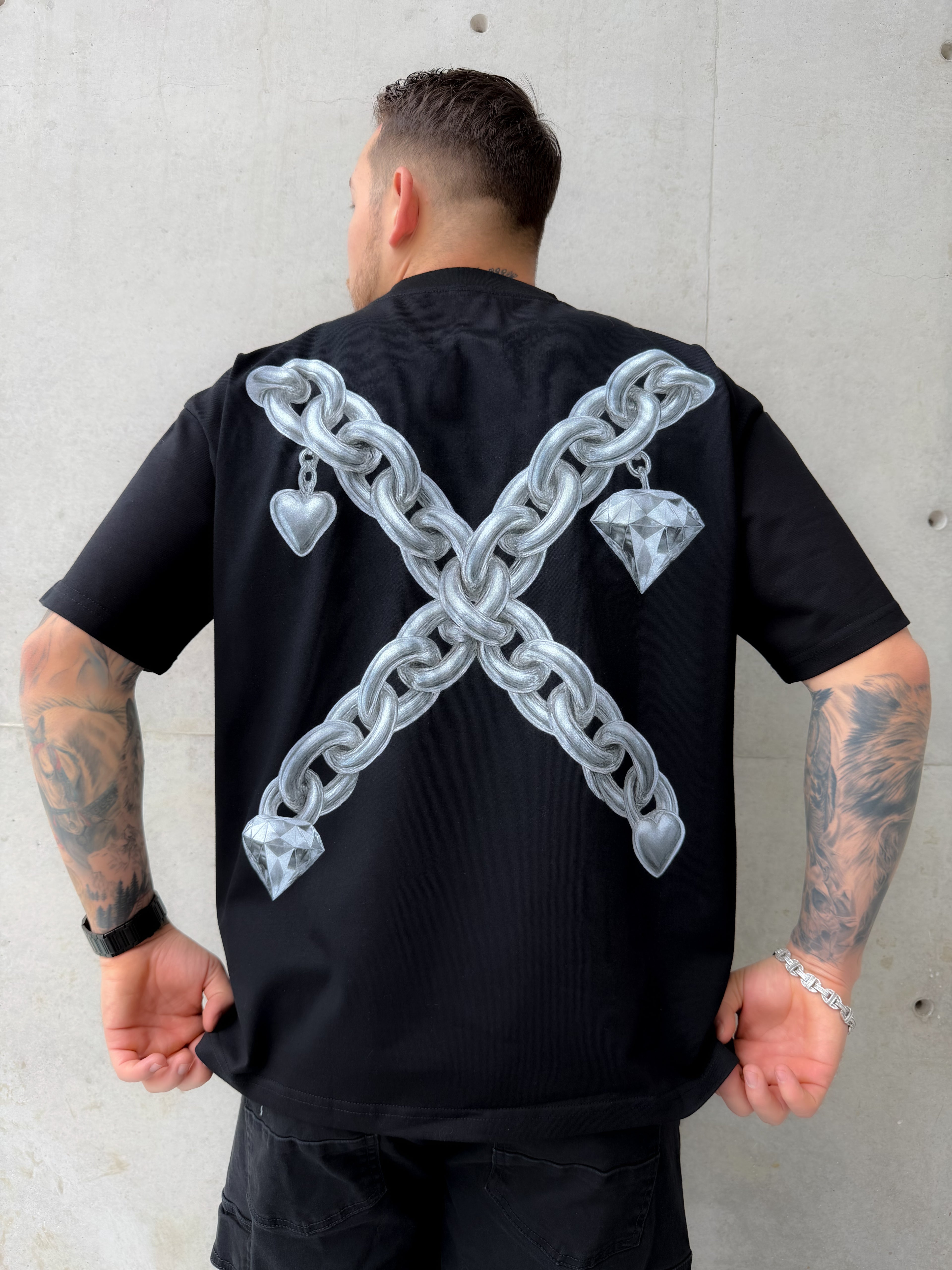 Playera Chains X Negra 305g
