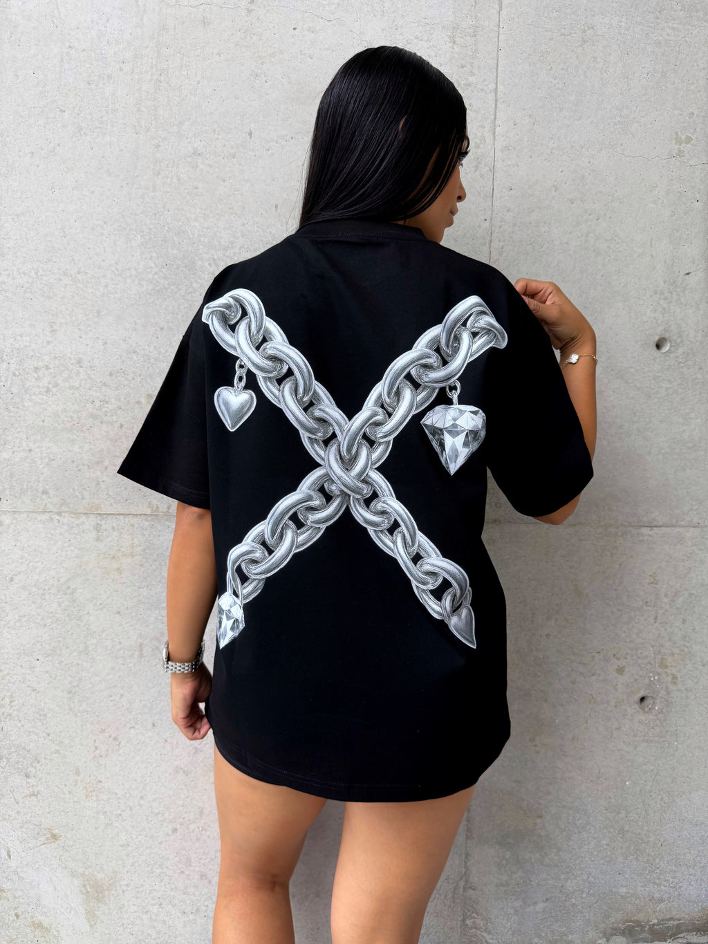 Playera Chains X Negra 305g